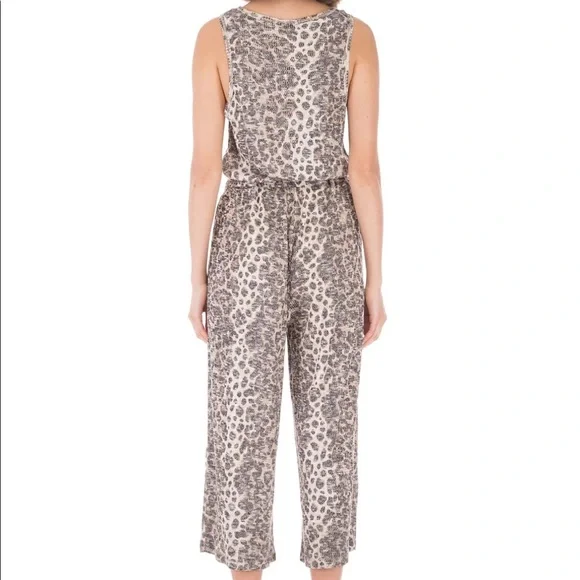 Bobeau JORDYN RIBBED KNIT JUMPSUIT leopard print size medium - Picture 3 of 14